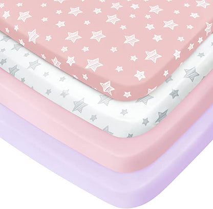 Pack and Play Sheets, Compatible with Graco Pack n Play, 4Pack, Microfiber