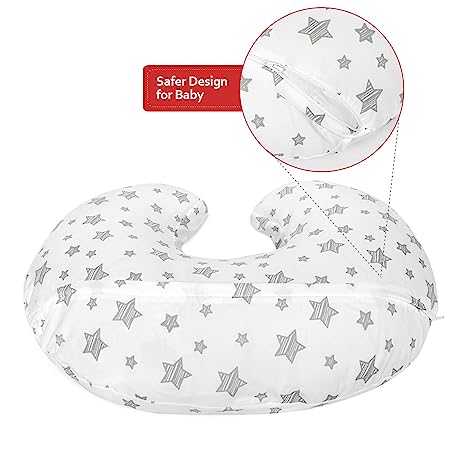 Nursing Pillow Cover, Snug Fits Boppy Nursing Pillows, White, Star Print