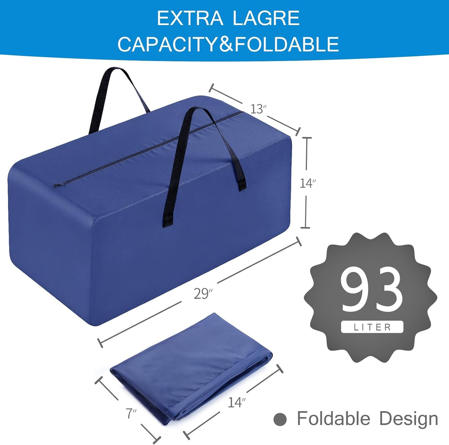 Heavy Duty Moving Bags, 6 Pack Extra Large Storage Totes with Strong Zippers & Reinforced Handles for Clothes, Packing & Moving, Black