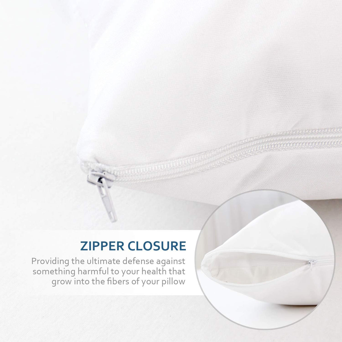 Waterproof Pillow Protectors with Zipper, 4 Pack, Soft Breathable Jersey Pillow Covers