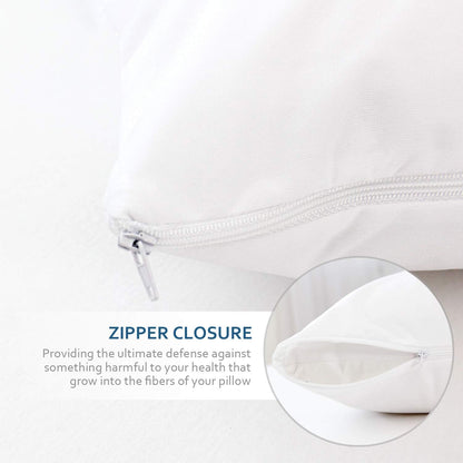 Waterproof Pillow Protectors with Zipper, 4 Pack, Soft Breathable Jersey Pillow Covers