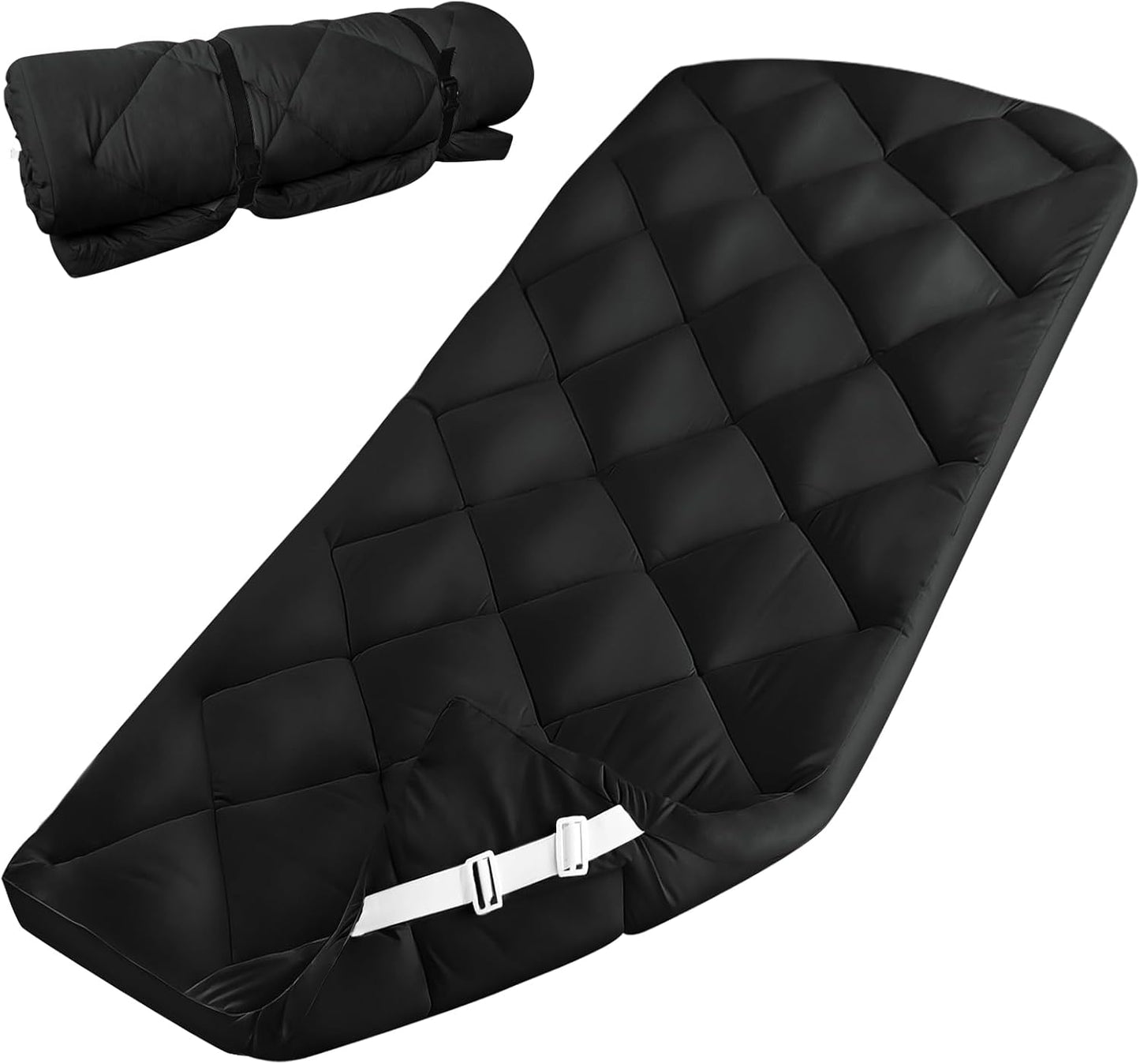 Quilted Cot Mattress Topper 75" x 30", Soft Camping Cot Pad with Non-Slip Bottom & Adjustable Straps for RV Bunk, Folding Cot, Guest Bed