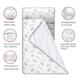 Toddler Nap Mat- Removable Pillow and Fleece Minky Blanket, 21" x 50", Elephant