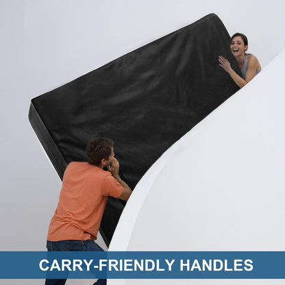 Heavy Duty Waterproof Mattress Bag for Moving & Storage with 4 Handles, Double Zippers & Adjustable Straps, Reusable Cover
