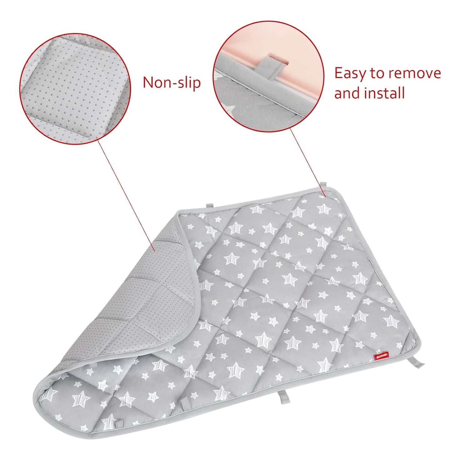 Baby Play Mat - Compatible with Fisher-Price Deluxe Kick 'n Play Piano Gym, Grey Star