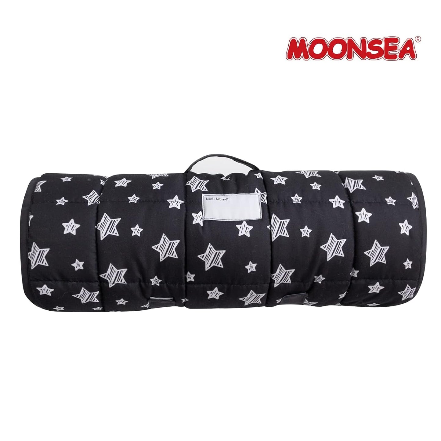 Toddler Nap Mat- Pillow And Fleece Minky Blanket, 21''x50'',Black Star