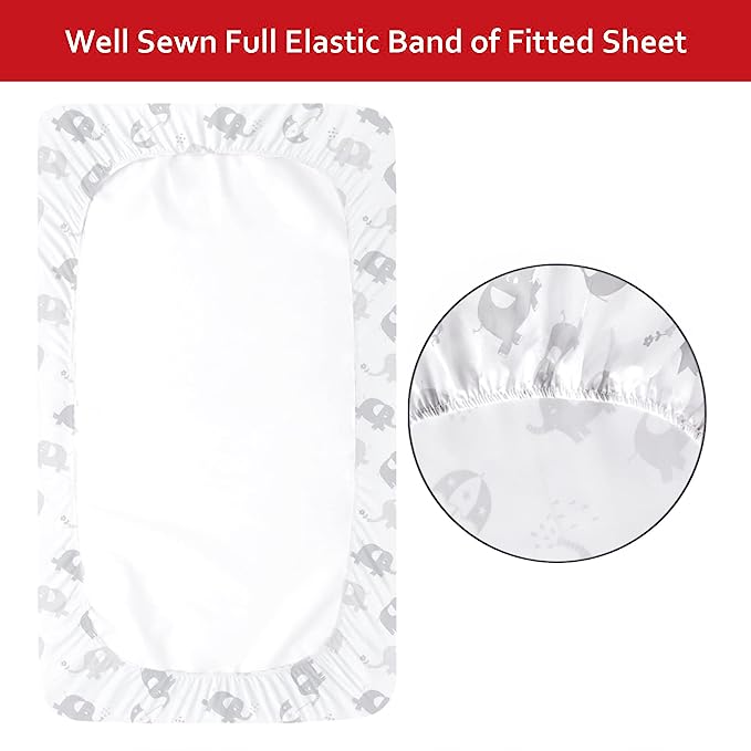 Crib Sheets - Fit For Standard Crib, Microfiber, Elephant
