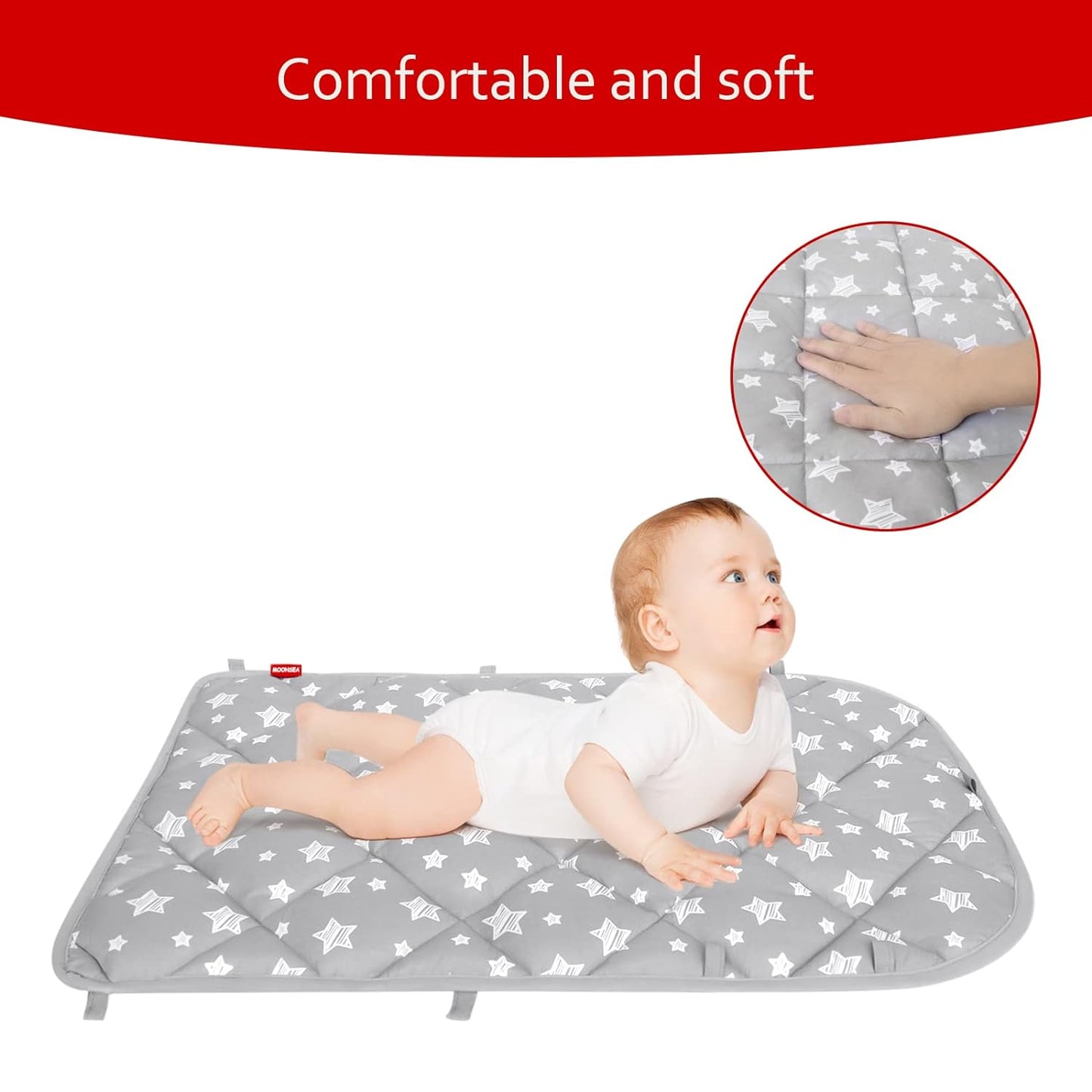 Baby Play Mat - Compatible with Fisher-Price Deluxe Kick 'n Play Piano Gym, Grey Star