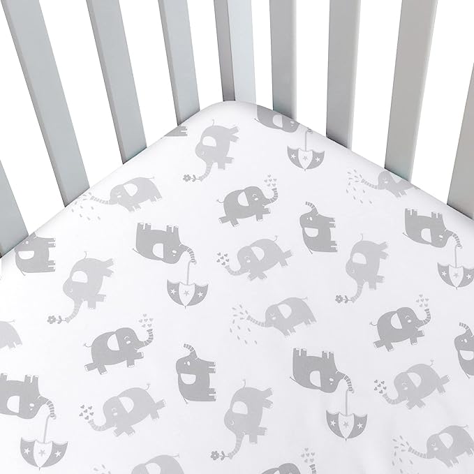 Crib Sheets - Fit For Standard Crib, Microfiber, Elephant