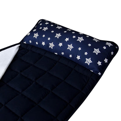 Toddler Nap Mat- Pillow And Fleece Minky Blanket, 21''x50'',Navy Star