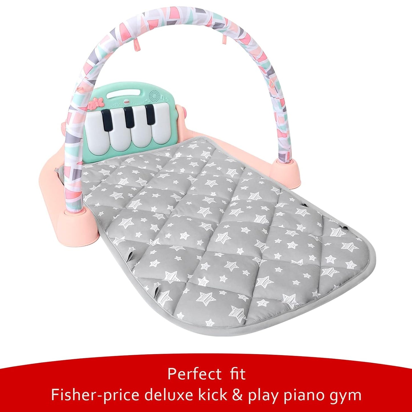 Baby Play Mat - Compatible with Fisher-Price Deluxe Kick 'n Play Piano Gym, Grey Star