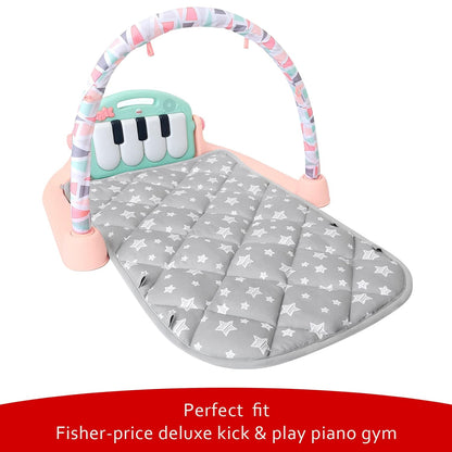 Baby Play Mat - Compatible with Fisher-Price Deluxe Kick 'n Play Piano Gym, Grey Star