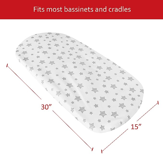 Bassinet Sheet, Compatible with Dream On Me Karley / Lacy & Fisher-Price & Baby Delight Snuggle Nest Bassinet, 30''x 15'', 2 Pack, Microfiber