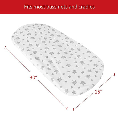 Bassinet Sheet, Compatible with Dream On Me Karley / Lacy & Fisher-Price & Baby Delight Snuggle Nest Bassinet, 30''x 15'', 2 Pack, Microfiber