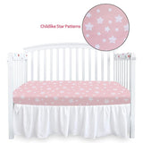 Crib Sheets - Fit For Standard Crib, Microfiber, Pink Star