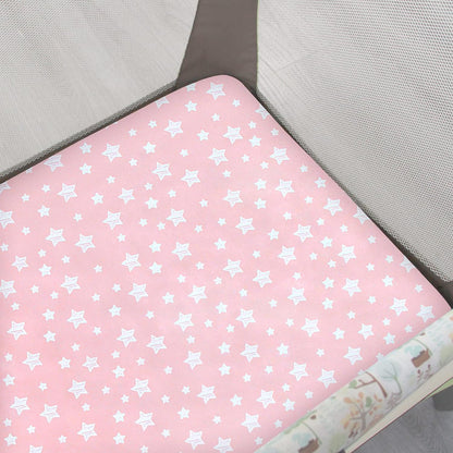 Pack n Play Sheet | Mini Crib Sheet - 2 Pack, Ultra-Soft Microfiber, Fits Graco Pack and Play, Grey Stars& Pink Stars