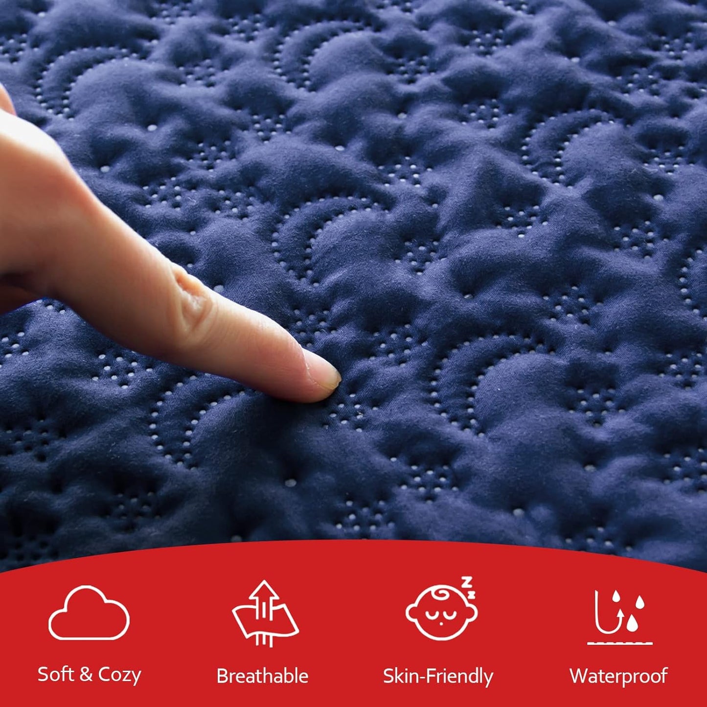 Pack N Play Mattress Pad Cover/ Protector - Ultra-Soft Microfiber, Waterproof, 2Pack, Grey and Navy
