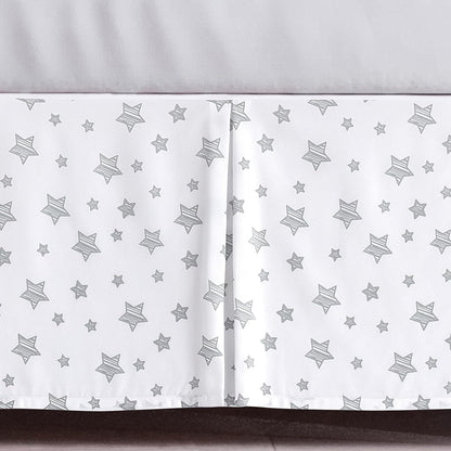 Crib Skirt , 14" Drop, Toddler Crib Bed Skirt, Star, Microfiber