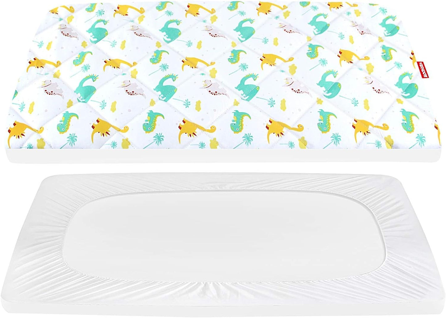 Pack n Play Sheet Quilted | Mini Crib Sheet - Pack and Play Mattress Pad Cover, Ultra-Soft Microfiber, Fits Graco Pack and Play, Dinosaur-Moonsea Bedding