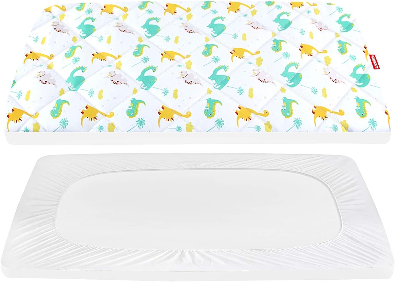 Pack n Play Sheet Quilted | Mini Crib Sheet - Pack and Play Mattress Pad Cover, Ultra-Soft Microfiber, Fits Graco Pack and Play, Dinosaur-Moonsea Bedding