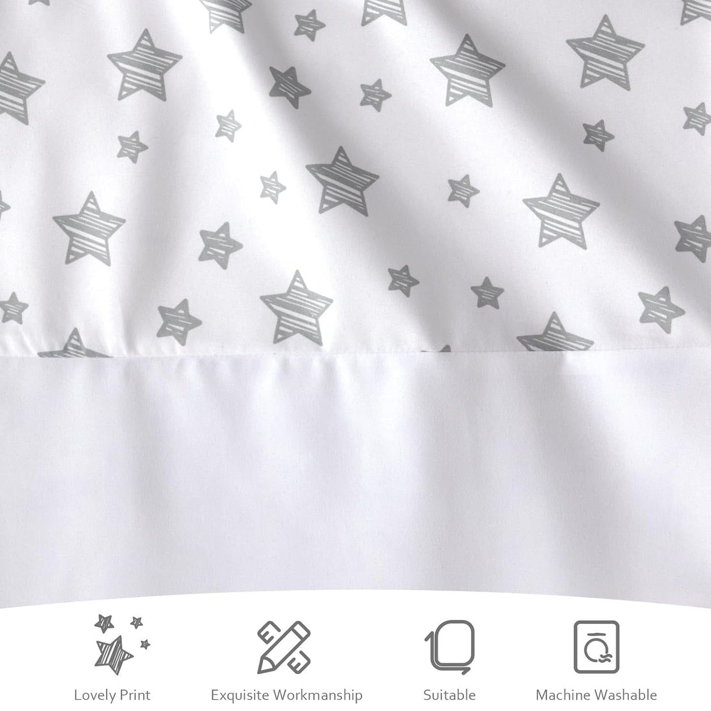 Crib Skirt , 14" Drop, Toddler Crib Bed Skirt, Star, Microfiber