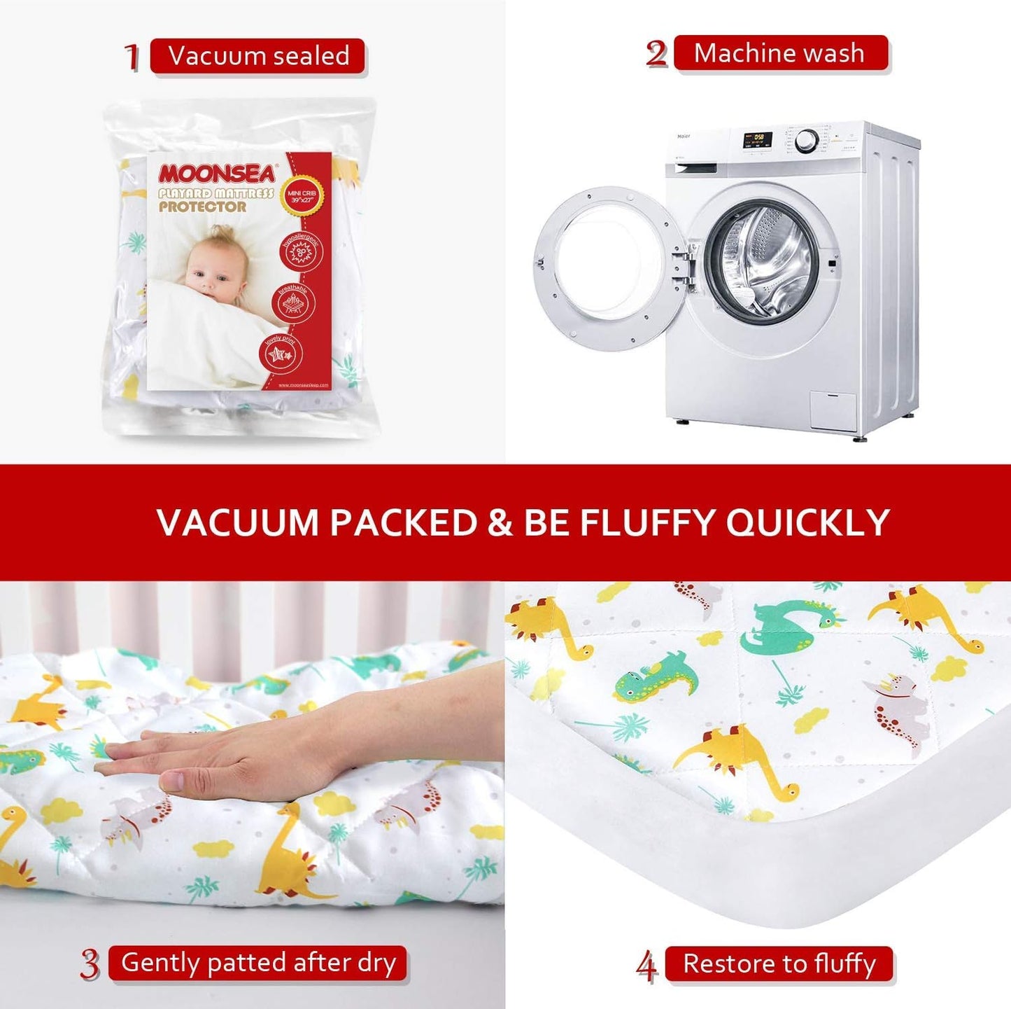 Pack n Play Sheet Quilted | Mini Crib Sheet - Pack and Play Mattress Pad Cover, Ultra-Soft Microfiber, Fits Graco Pack and Play, Dinosaur