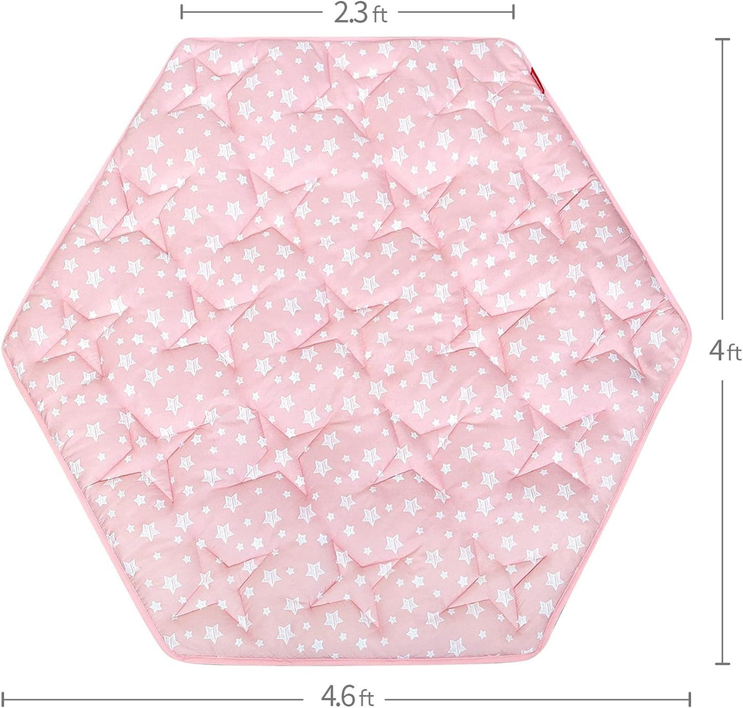 Baby Play Mat | Play Tent Mat - Hexagon 55" x 47", Fitted for Monobeach Princess Tent Large Playhouse Kids Castle Play Tent, Pink Star