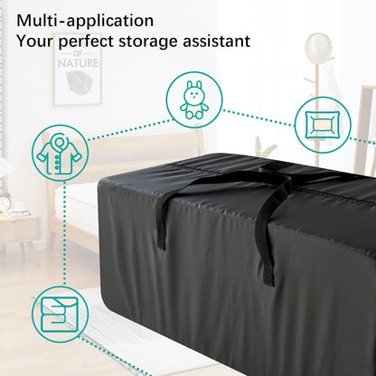 Heavy Duty Moving Bags, 6 Pack Extra Large Storage Totes with Strong Zippers & Reinforced Handles for Clothes, Packing & Moving, Black