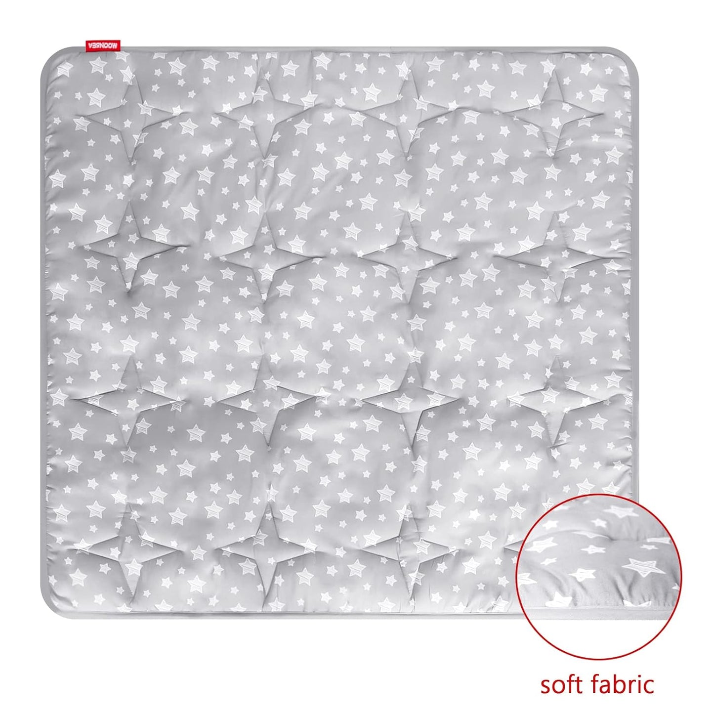 Baby Play Mat | Play Tent Mat - Square 45'' x 45'', Padded and Non-Slip Activity Mat for Kids and Toddlers, Grey Star