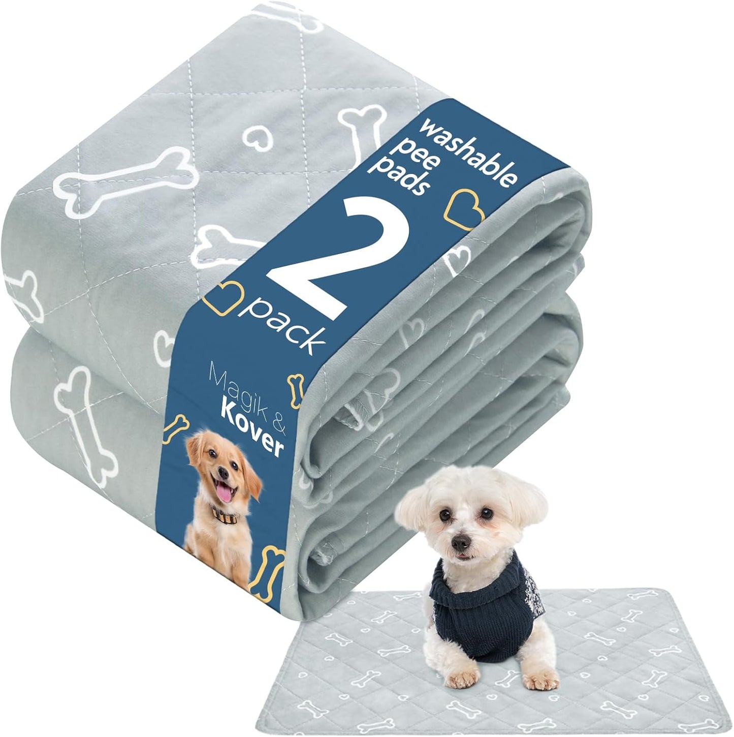 Washable Pee Pads , Non-Slip Training Pads for Dogs, Waterproof, 2 Pack