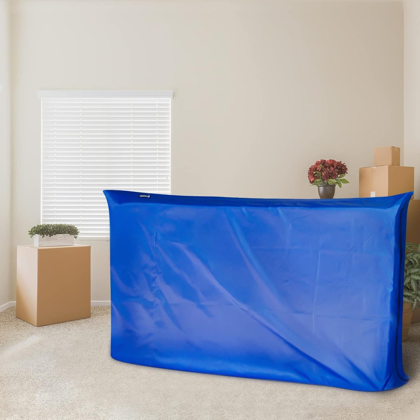Heavy Duty Waterproof Mattress Bag for Moving & Storage with 4 Handles, Double Zippers & Adjustable Straps, Reusable Cover