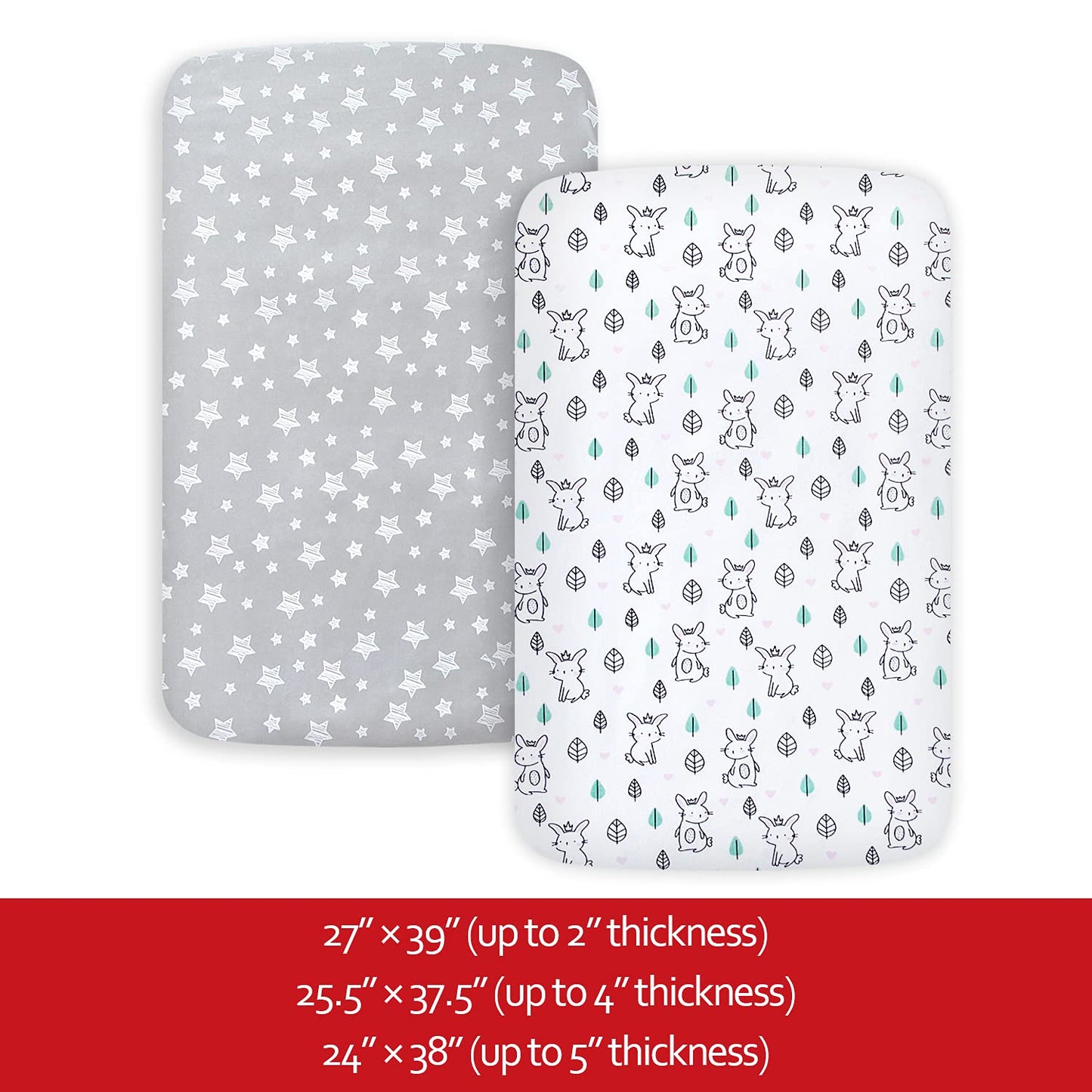 Pack n Play Sheet | Mini Crib Sheet - 2 Pack, Ultra-Soft Microfiber, Fits Graco Pack and Play, Stars & Bunny