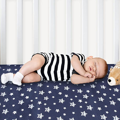 Crib sheets, Fit for Standard Size Crib, 2Packs, Microfiber, Navy