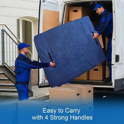 Heavy Duty Waterproof Mattress Bag for Moving & Storage with 4 Handles, Double Zippers & Adjustable Straps, Reusable Cover