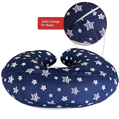 Nursing Pillow Cover, Snug Fits Boppy Nursing Pillows, Navy, Star Print