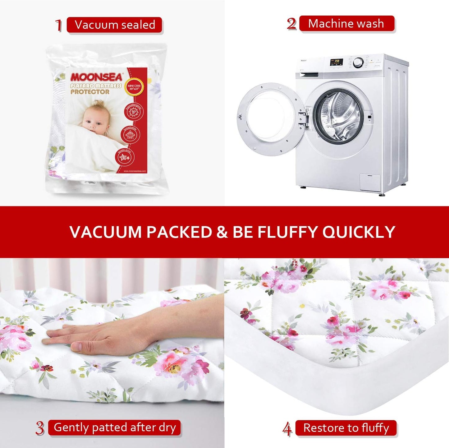 Pack n Play Sheet Quilted | Mini Crib Sheet - Pack and Play Mattress Pad Cover, Ultra-Soft Microfiber, Fits Graco Pack and Play, Floral