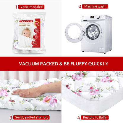 Pack n Play Sheet Quilted | Mini Crib Sheet - Pack and Play Mattress Pad Cover, Ultra-Soft Microfiber, Fits Graco Pack and Play, Floral