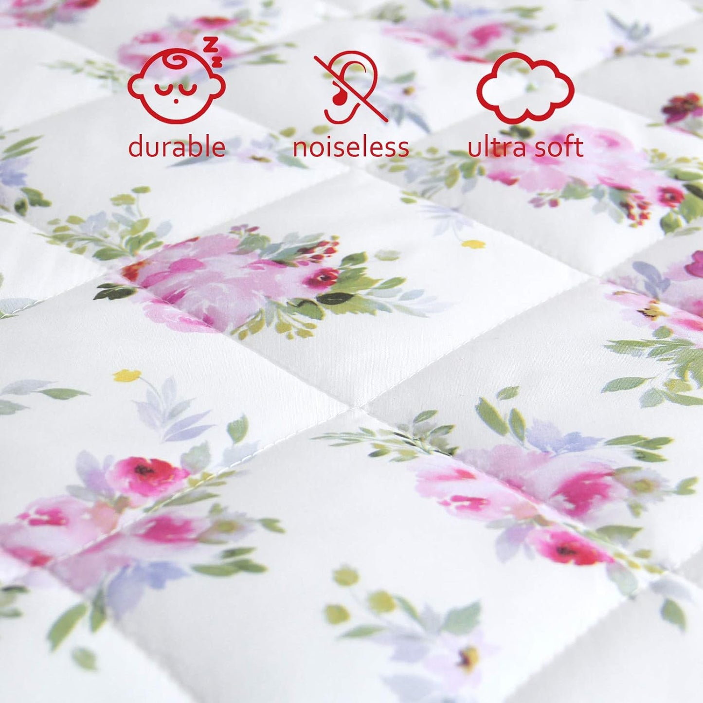 Pack n Play Sheet Quilted | Mini Crib Sheet - Pack and Play Mattress Pad Cover, Ultra-Soft Microfiber, Fits Graco Pack and Play, Floral