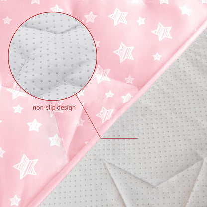 Baby Play Mat | Play Tent Mat - Hexagon 55" x 47", Fitted for Monobeach Princess Tent Large Playhouse Kids Castle Play Tent, Pink Star