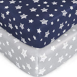 Crib sheets, Fit for Standard Size Crib, 2Packs, Microfiber, Navy