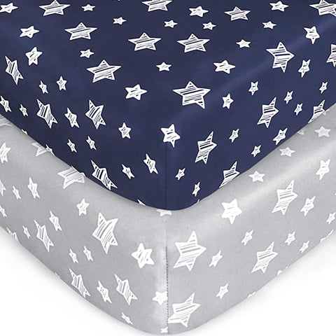 Crib sheets, Fit for Standard Size Crib, 2Packs, Microfiber, Navy