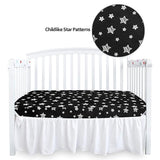 Crib Sheets - Fit For Standard Crib, Microfiber, Black Star