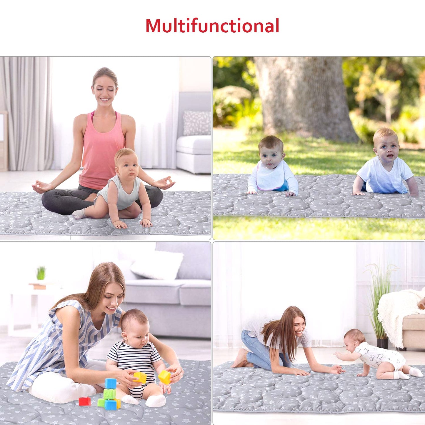 Baby Play Mat | Playpen Mat - Large Padded Tummy Time Activity Mat for Infant & Toddler