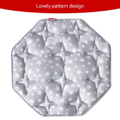 Baby Play Mat | Octagon Playpen Mat - Compatible with hiccapop MiniPod Baby Dome, Grey Star