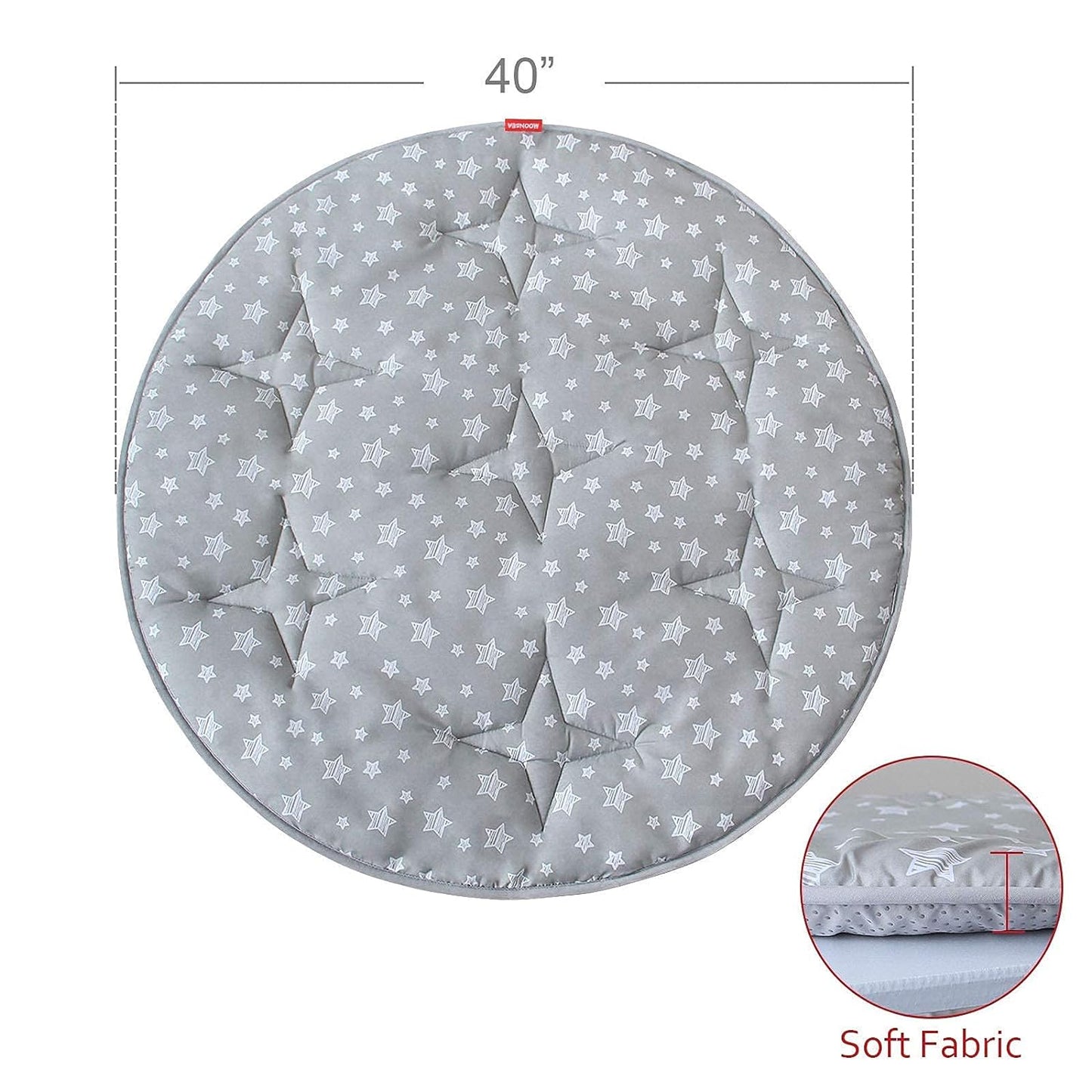 Baby Play Mat | Play Tent Mat - Round 40'' x 40'', Padded and Non-Slip Activity Mat for Kids and Toddlers, Grey Star