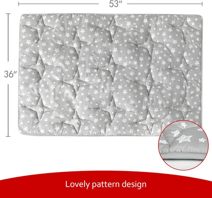 Baby Play Mat | Play Tent Mat - 53'' x 36'', Padded and Non-Slip Activity Mat for Kids and Toddlers, Grey Stars