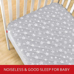 Crib Mattress Pad Protector, Waterproof, 52'' x 28'', Microfiber, Grey Star