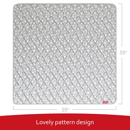 Premium Foam Baby Play Mat | Playpen Mat - Square 59" x 59", Thicker and Non-Toxic Crawling Mat for Infant & Toddler, Grey Star