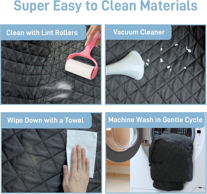 Large Dog Car Seat Cover for Back Seat, Universal Fit Bench Car Seat Cover, Waterproof Dog Hammock for Car with Adjustable Straps, Durable Seat Protector for Cars, Trucks & SUVs, Black