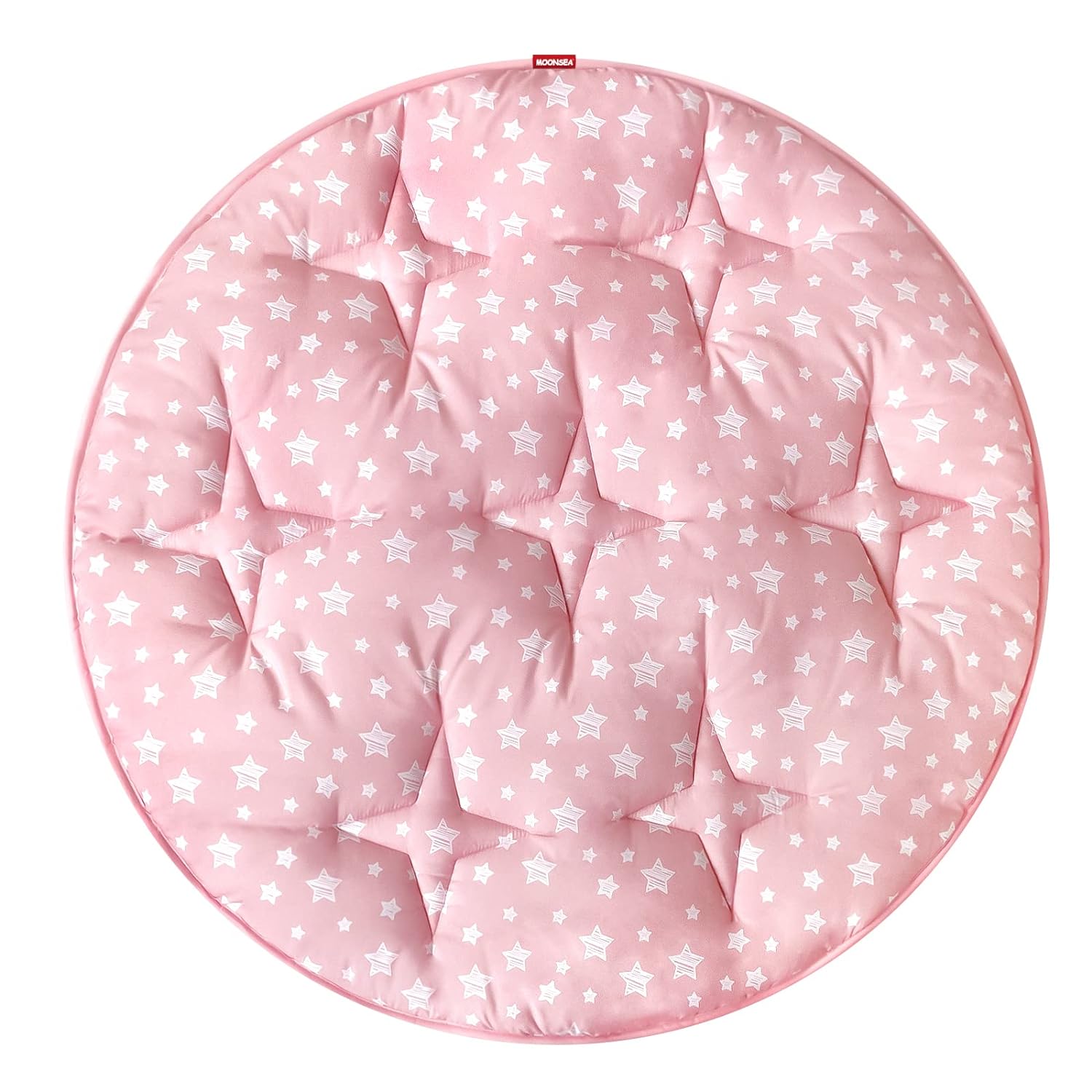 Baby Play Mat | Play Tent Mat - Round 40'' x 40'', Padded and Non-Slip Activity Mat for Kids and Toddlers, Pink Star - Moonsea Bedding